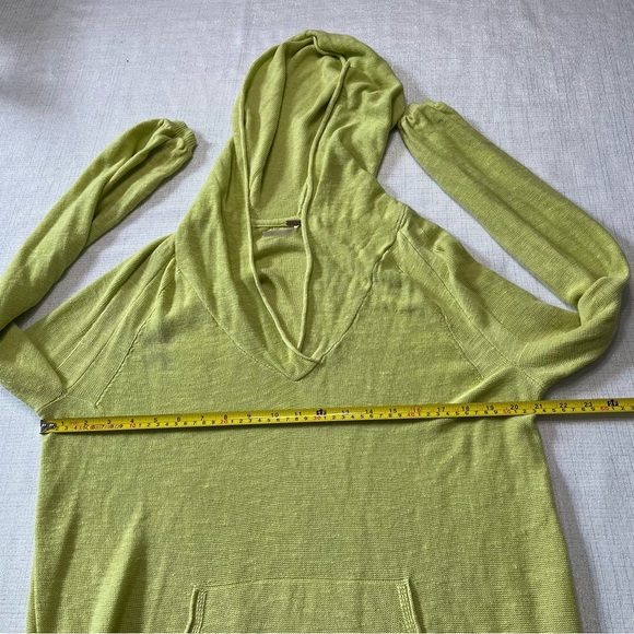 Free People Optimistic Hoodie Women Sz S Chartreuse Linen Knit Sweater Oversize - Picture 6 of 10